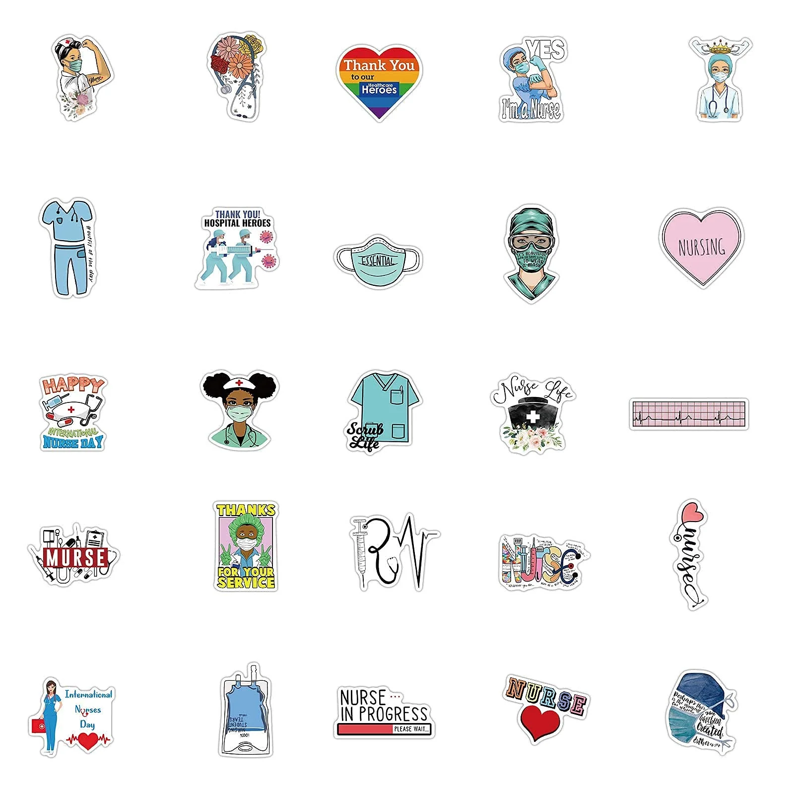 Aowplc 50 Pcs Nurse Stickers, Vinyl Nursing Stickers Decals for Laptops and Water Bottles, Nurse Accessories for Work - Image 6