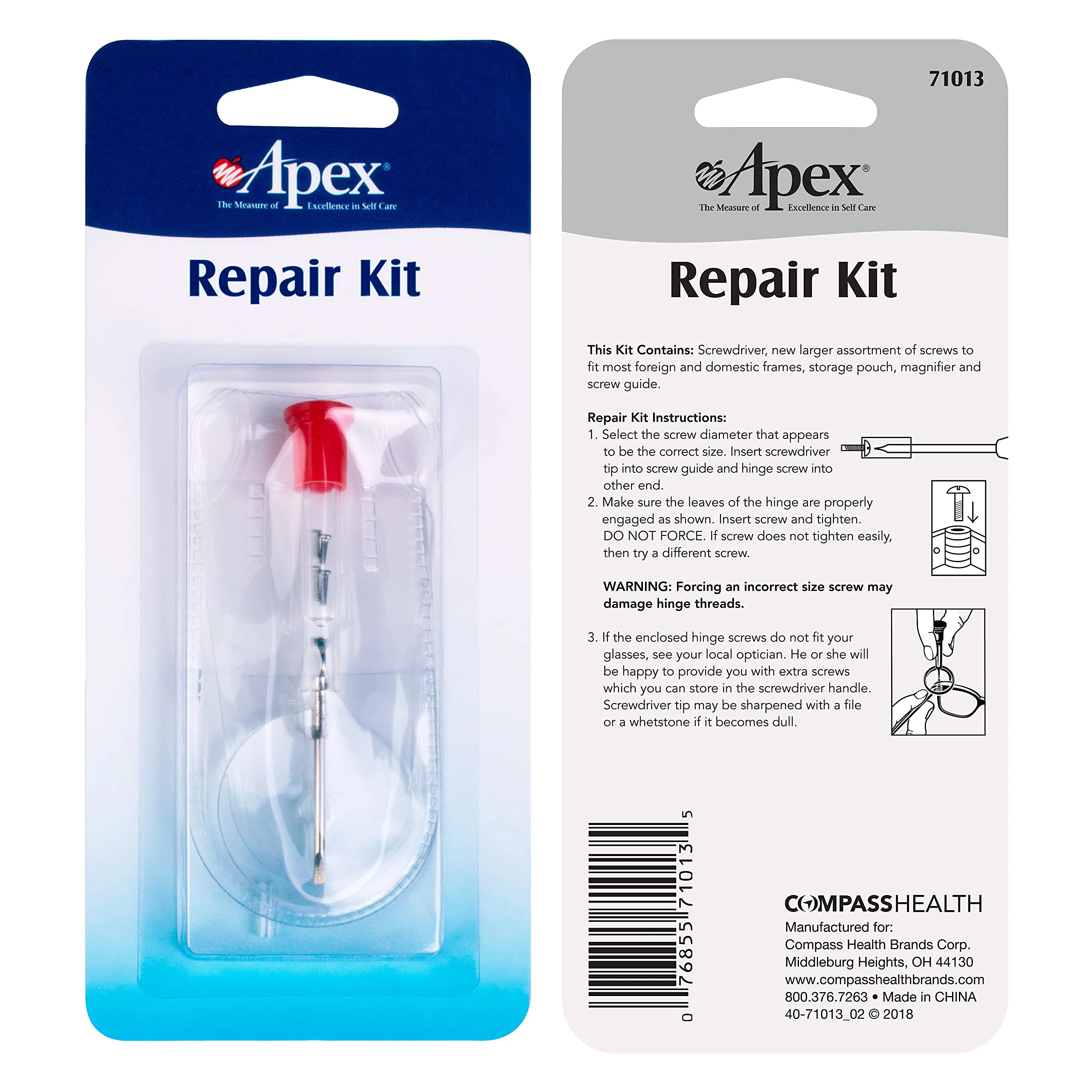 Apex Glasses Repair Kit - Eyeglass Repair Kit with Small Screwdriver ,Eyeglass Screws, Magnifying Glass, Screw Guide, & Storage Pouch - Universal Eyeglass Repair Kit for Reading Glasses, & Sunglasses - Image 11