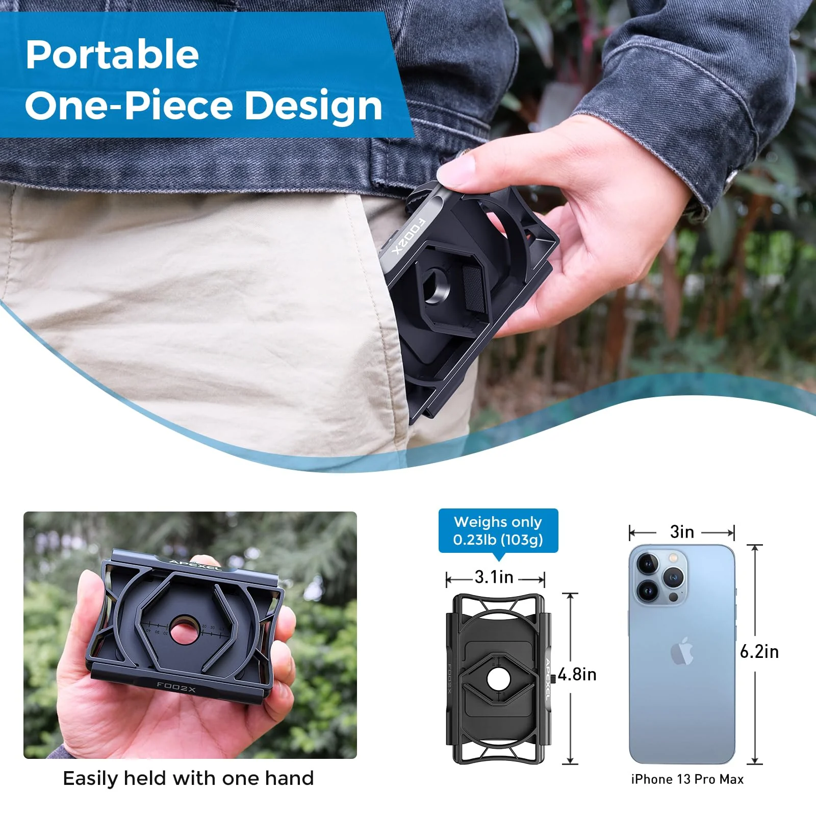 APEXEL 360° Telescope Phone Adapter, Upgraded Binocular Photo Adapter for Android & iPhone, Smartphone Mount for Telescope, Monocular, Microscope, Spotting Scope. (Including Bluetooth Shutter Remote) - Image 5