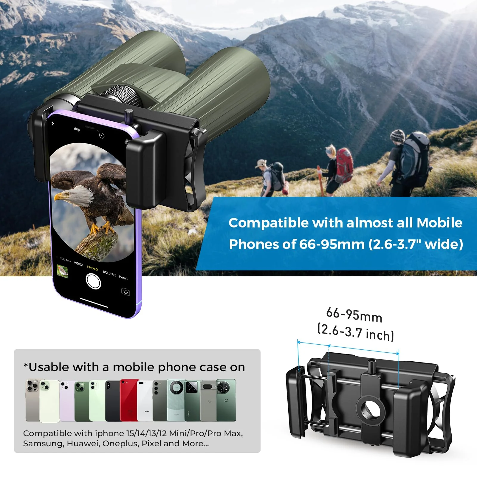 APEXEL 360° Telescope Phone Adapter, Upgraded Binocular Photo Adapter for Android & iPhone, Smartphone Mount for Telescope, Monocular, Microscope, Spotting Scope. (Including Bluetooth Shutter Remote) - Image 6