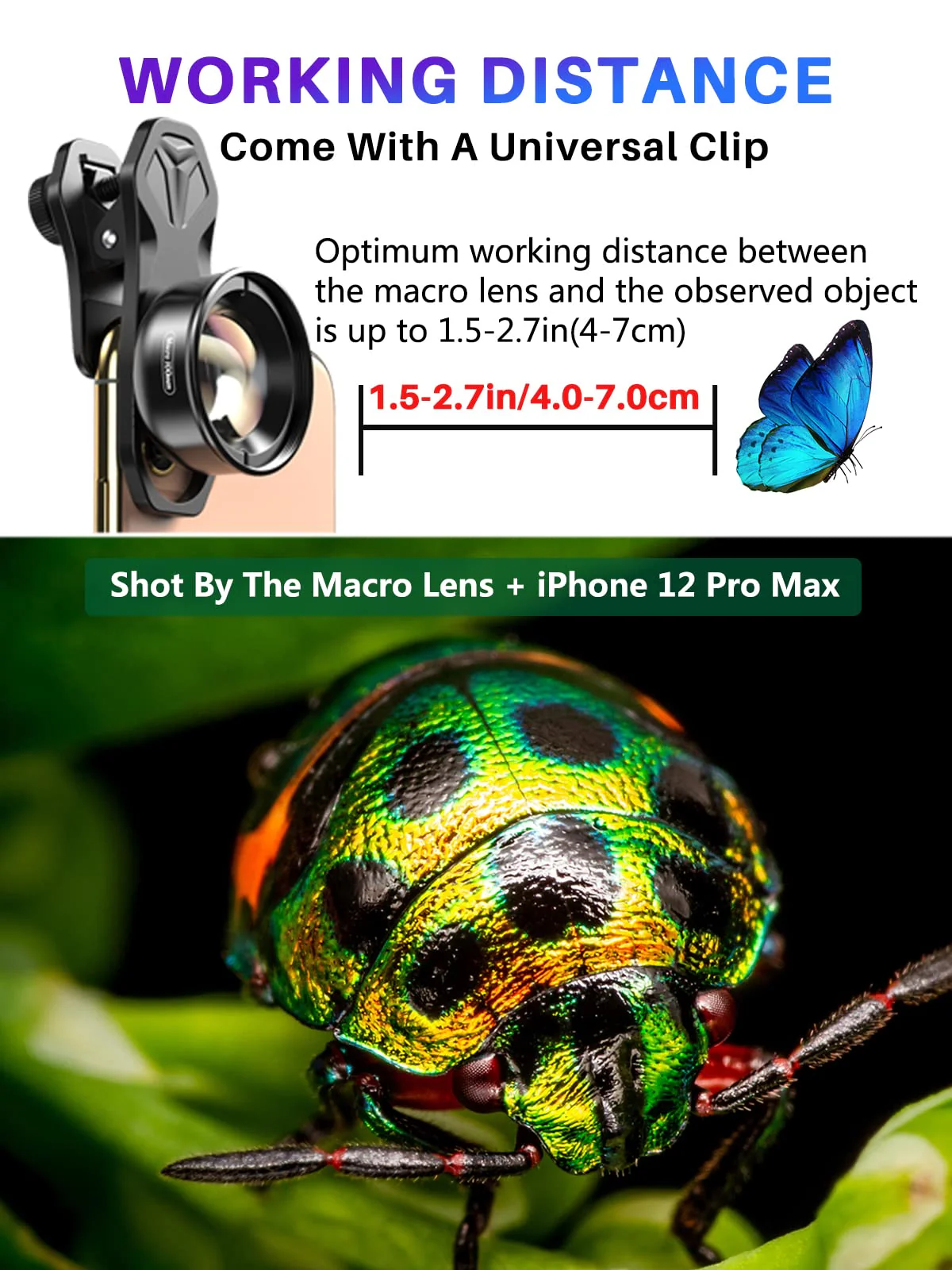 Apexel Professional Macro Photography Lens for Dual Lens/Single Lens iPhone,Pixel,Samsung Galaxy Smartphones Black - Image 5
