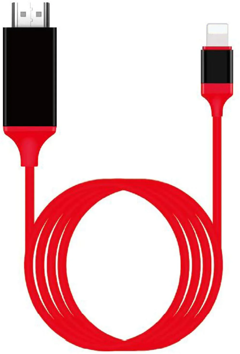 [Apple MFi Certified] Lightning to HDMI Adapter for Phone to TV,Compatible with iPhone,iPad, Sync Screen Connector Directly Connect on HDTV/Monitor/Projector NO Need Power Supply （6.6 Feet）(red) red
