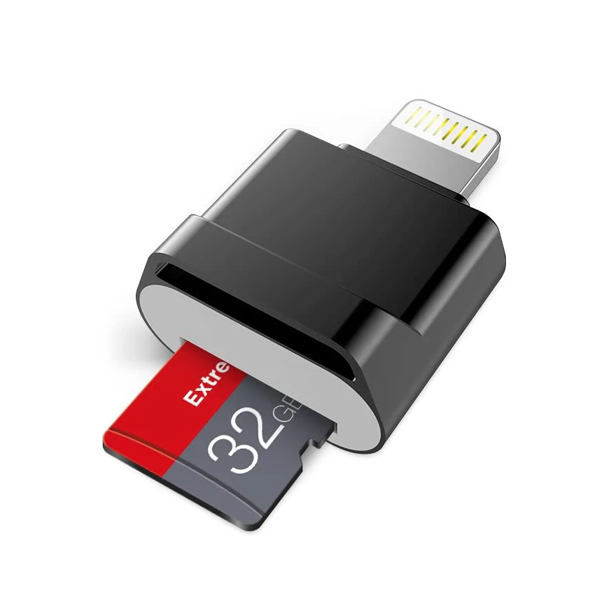 [Apple MFi Certified] Micro SD Card Reader for iPhone iPad,Lightning to Micro SD/TF Card Reader Viewer Adapter Memory Card Reading for iPhone 14/13/12/Pro Max/11/X/XR/8 Support iOS 14 15 16 17 System Lightning Black