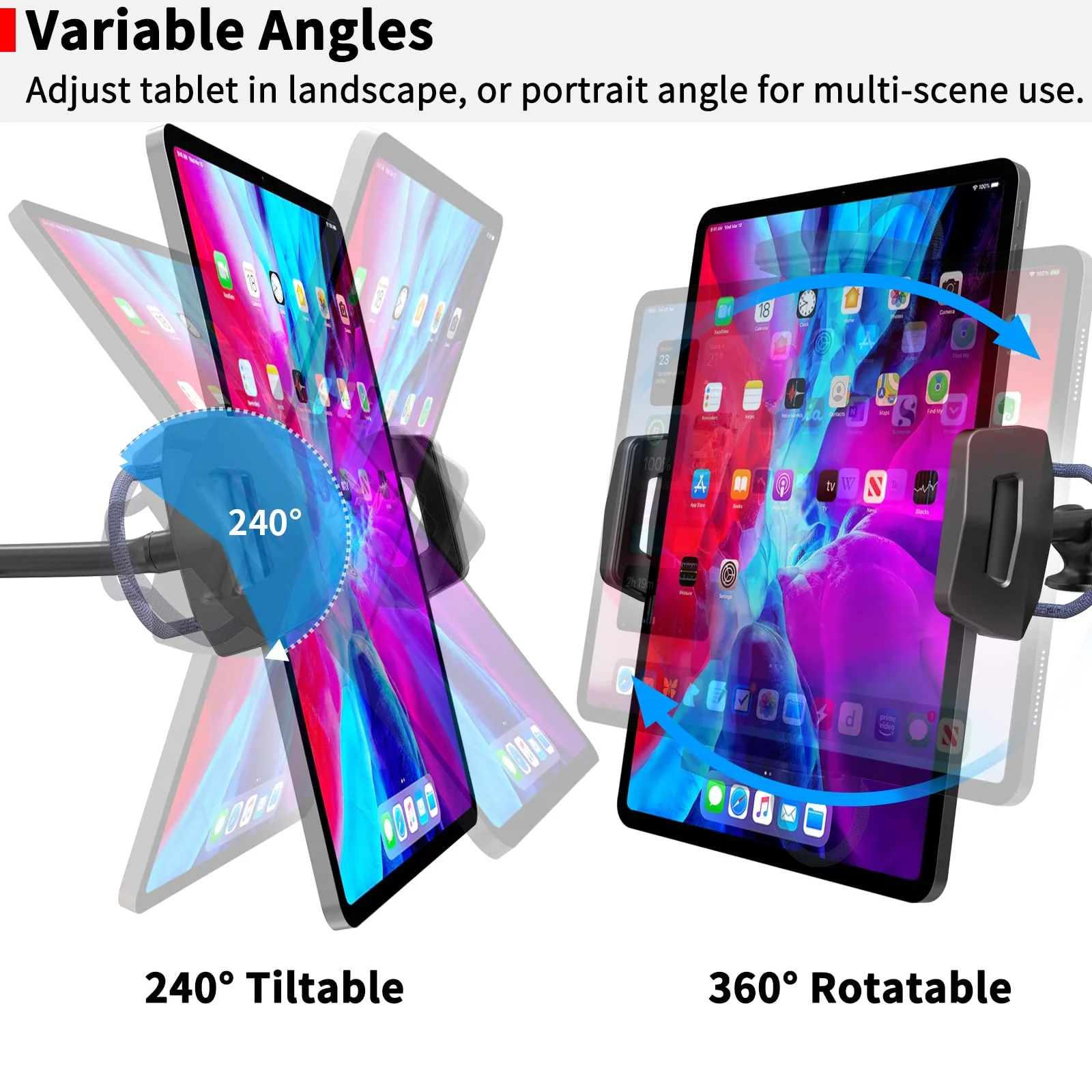 APPS2Car Long Arm Tablet Mount for Car Truck SUV MPV RV, Suction Cup Windshield Holder Compatible with 4.5-12.9 Inch iPad Pro Air Mini Tablets Samsung Galaxy Tab S8 Ultra S8+ S8 S7+ S7 S6 S5e S4 S3 S2 2nd Generation - Image 6