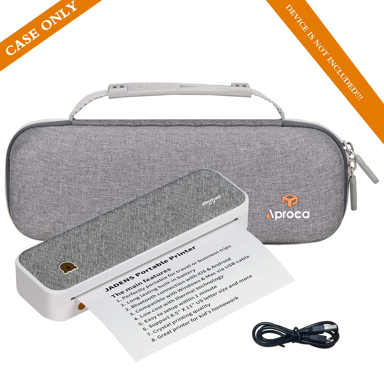 Aproca Grey Hard Storage Carrying Case, for JADENS Wireless Portable Printer/MUNBYN Portable Printer ITP01 and Accessories - Image 5