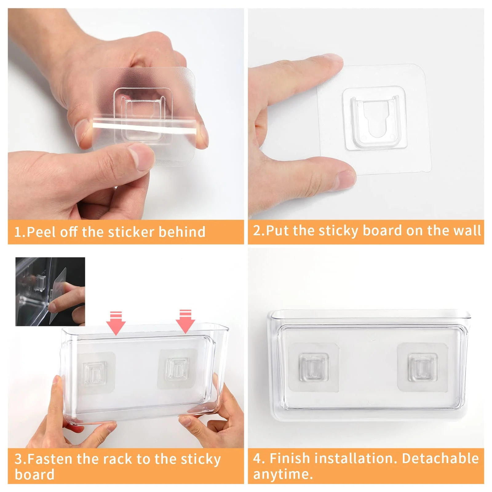 APSOONSELL Wall Mount Storage Organizer Box for Phone Remote Control Holder Clear L L-Clear - Image 5