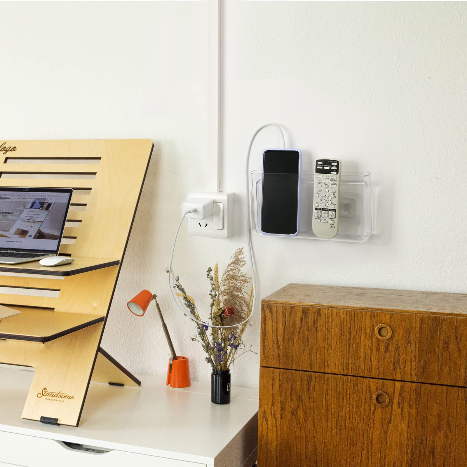 APSOONSELL Wall Mount Storage Organizer Box for Phone Remote Control Holder Clear L L-Clear - Image 6