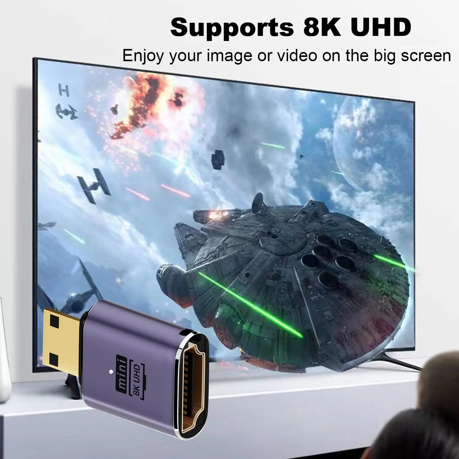 AreMe 8K Mini HDMI to HDMI Adapter (2 Pack), Mini HDMI Male to HDMI Female Cable Converter Connector for Raspberry Pi Zero, DSLR Camera, Camcorder, HDTV, Projector, Laptop and Tablet 2 Pack - Straight - Image 3