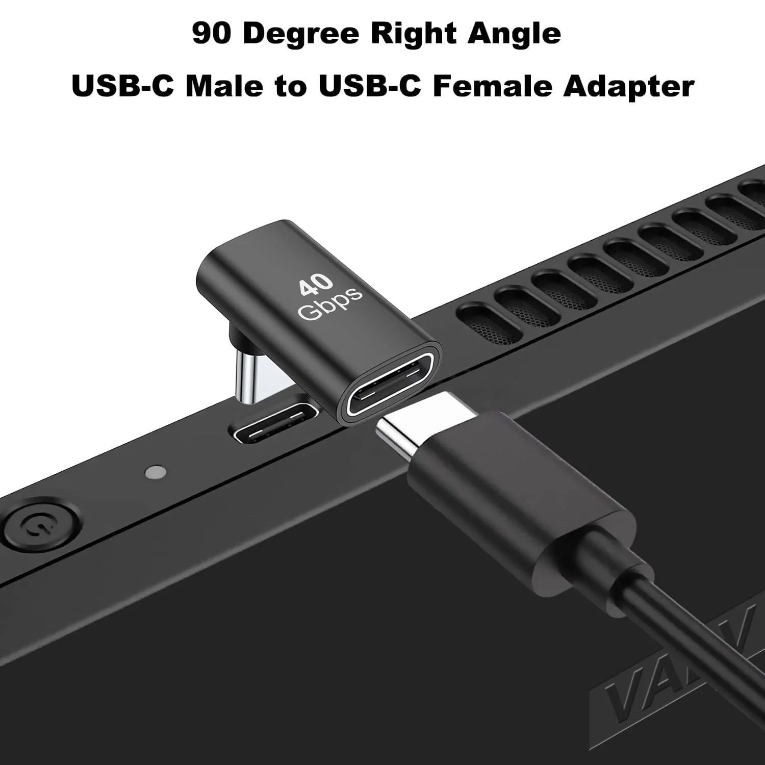 AreMe 90 Degree USB-C Male to Female Adapter, 2 Pack Right Angle 100W Type-C Adapter Extender for Steam Deck, ROG Ally, Switch, Notebook Computers, Tablet and Mobile Phones (Black) Black - Image 2