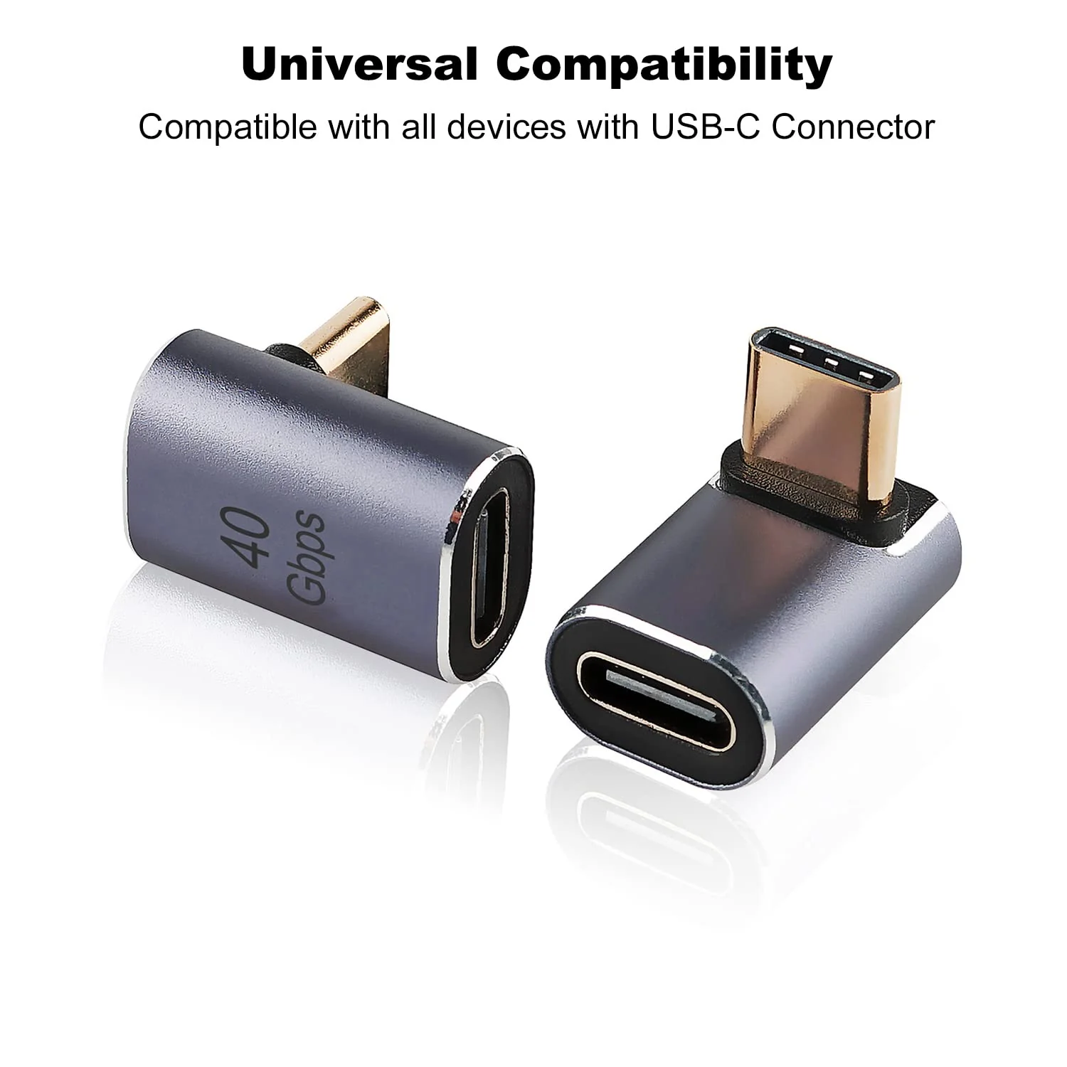 AreMe 90 Degree USB-C Male to Female Adapter, 2 Pack Right Angle 100W Type-C Adapter Extender for Steam Deck, ROG Ally, Switch, Notebook Computers, Tablet and Mobile Phones (Metallic Purple) Metallic Purple - Image 5