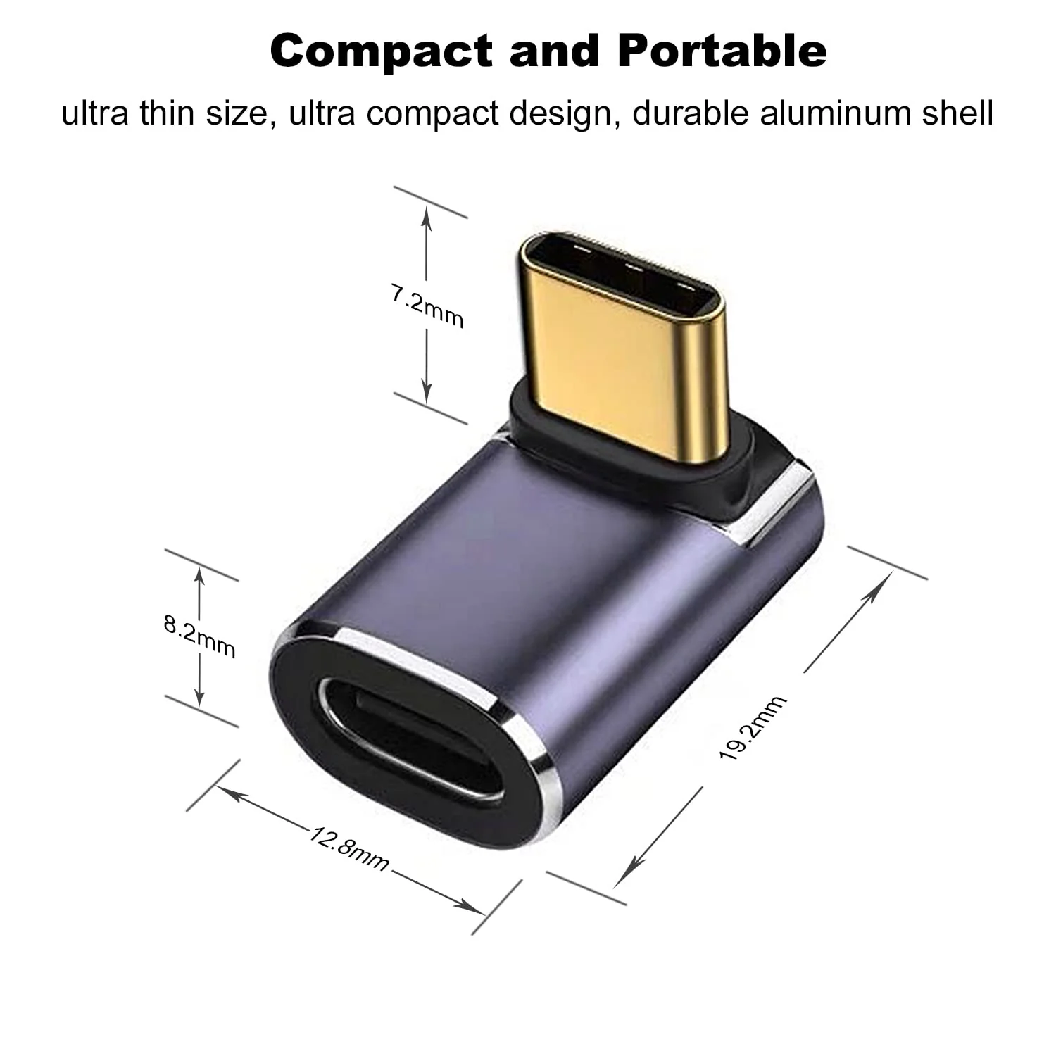 AreMe 90 Degree USB-C Male to Female Adapter, 2 Pack Right Angle 100W Type-C Adapter Extender for Steam Deck, ROG Ally, Switch, Notebook Computers, Tablet and Mobile Phones (Metallic Purple) Metallic Purple - Image 6
