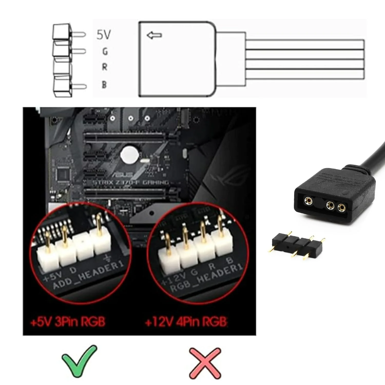 ARGB Splitter Cable?1 to 3, 3-Pin Extension Cable, Allowing F The Connection of Its Addressable ARGB LED Or ARGB Fan Through A Single Motherboard+5V 3-Pin ARGB Connector, 30CM/11.8IN 2Pcs 3 Pin ARGB Cable 1 to3 - Image 4