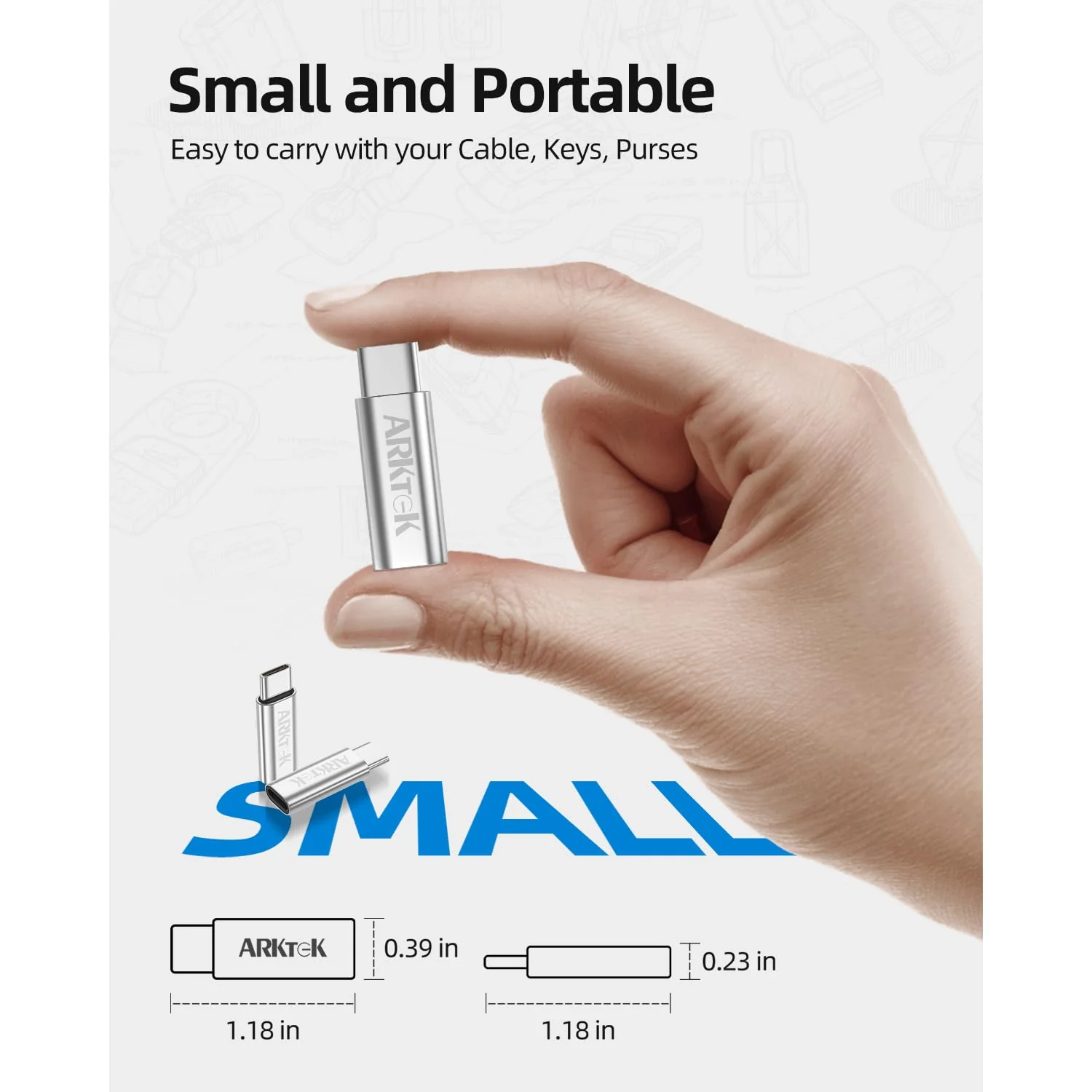ARKTEK USB-C Adapter i OS Lightning Cable (Female) to USB Type C (Male) - Only Charging Adapter for iPhone 15 Series Galaxy S24/Note 20, Pixel 8 and More (2 Pack, Silver) - Image 3
