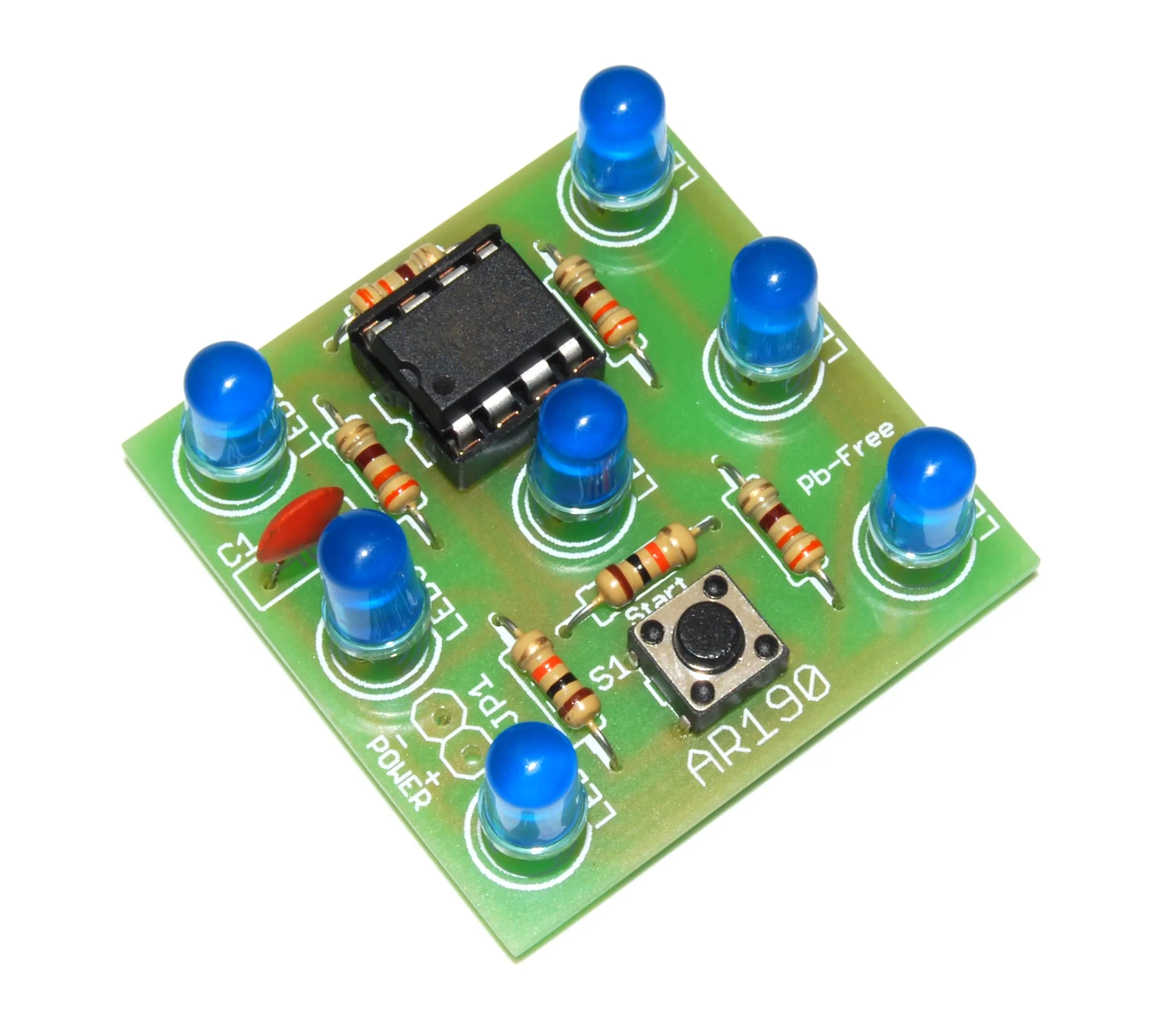 ArliKits AR190/B Electronic Cube with 7 Blue Flashing LEDs Great Fun Electric Cube Replacement Simple Soldering Kit
