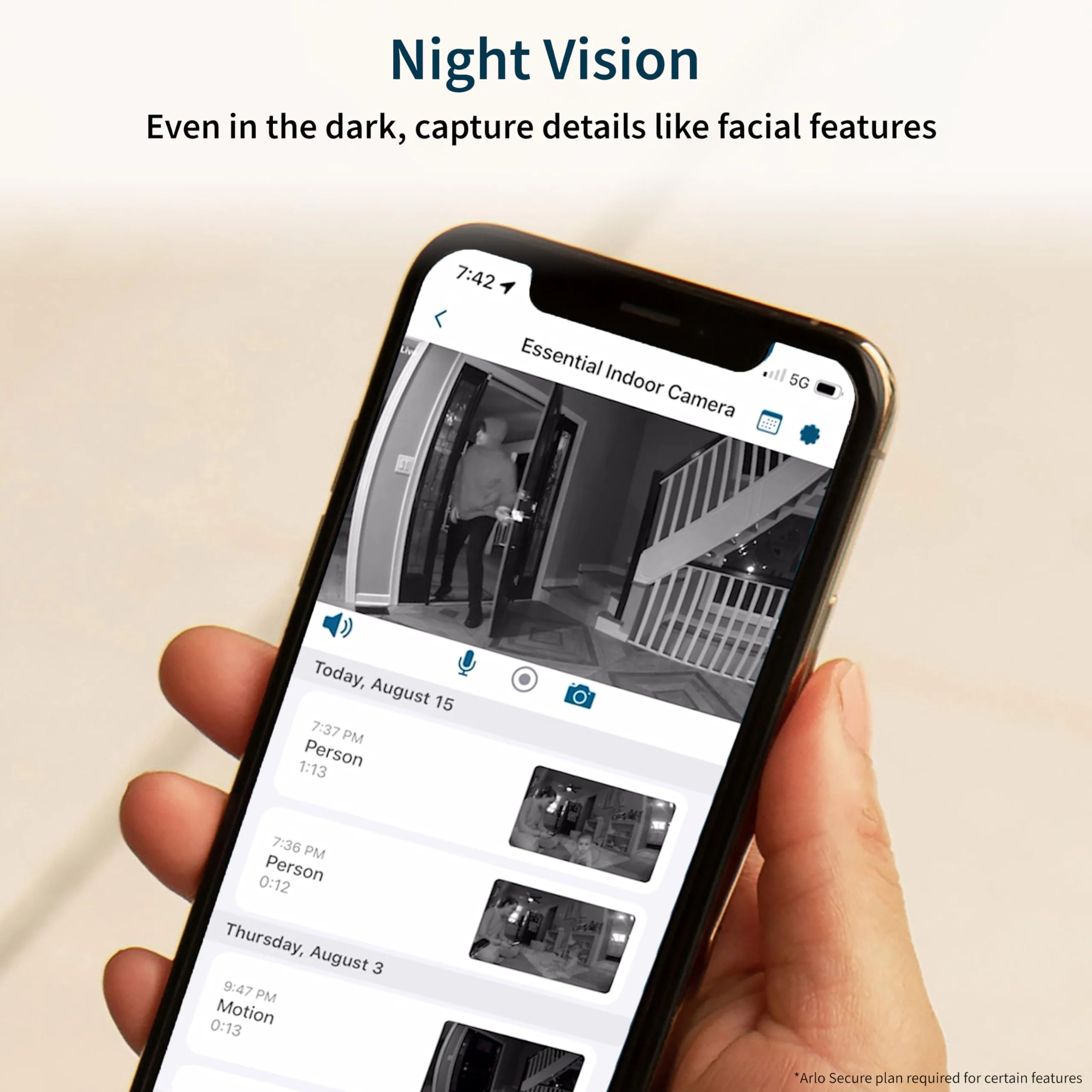 Arlo Essential Indoor Wired Security Camera, 2nd Generation - Home Security Camera with Night Vision, Wi-Fi Connection & 2-Way Audio - Great Baby Monitor or Pet Camera - White, 1 Pack, VMC3060 - Image 6