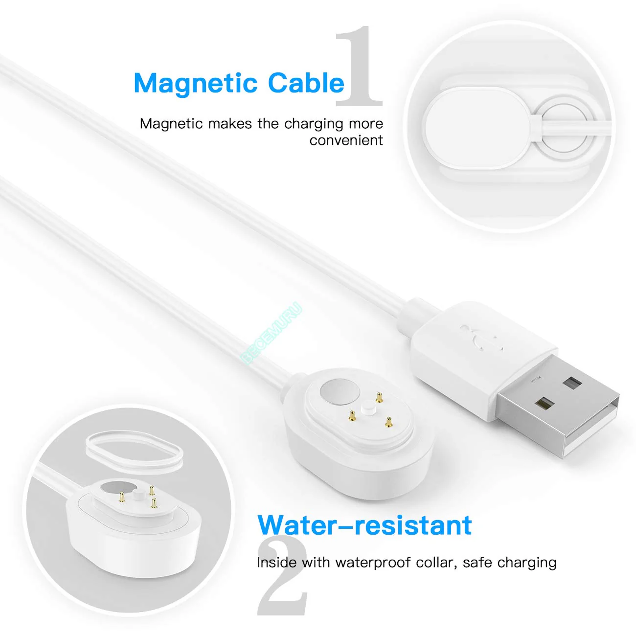 Arlo Ultra/Arlo Pro 3 Charging Cable BECEMURU Weatherproof Magnetic Cable for Arlo Ultra & Ultra 2/Arlo Pro 3 Pro 4 (Not for Floodlight) Surveillance Camera (White) (20 ft/6 m, 1 Pack) 20ft/6m, 1 pack - Image 2