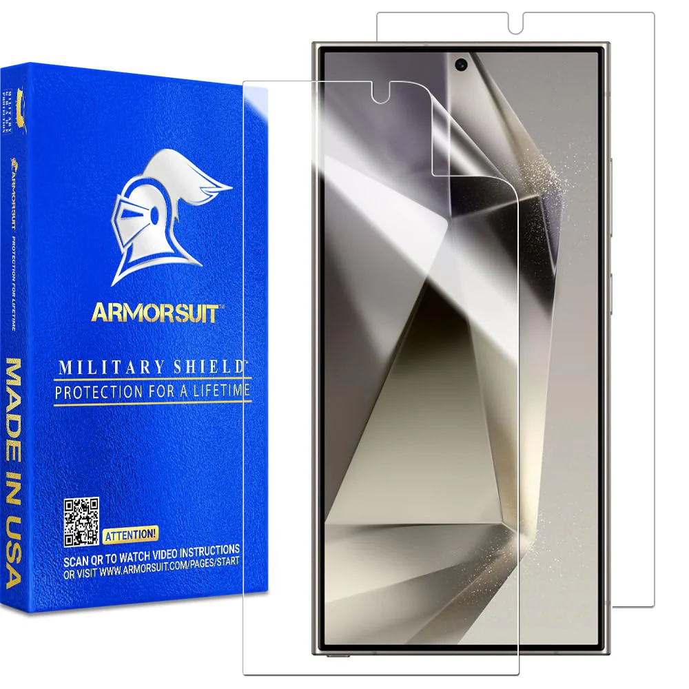 ArmorSuit 2 Pack for Samsung Galaxy S24 Ultra Screen Protector (6.8") Case Friendly MilitaryShield HD Clear Film - Made in USA S24 Ultra 6.8" Transparent