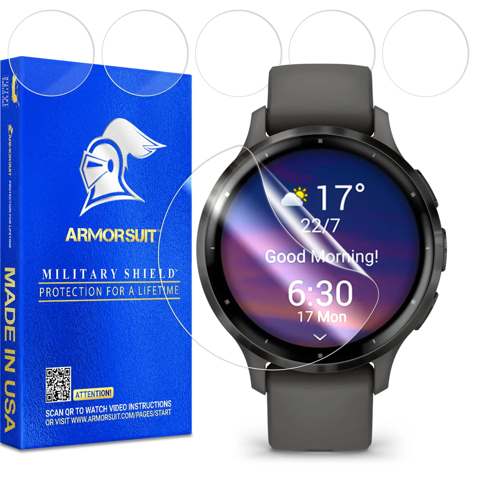 ArmorSuit 6 Pack for Garmin Venu 3S (41mm) Screen Protector MilitaryShield HD Clear Film - Made in USA Venu 3S (41mm)
