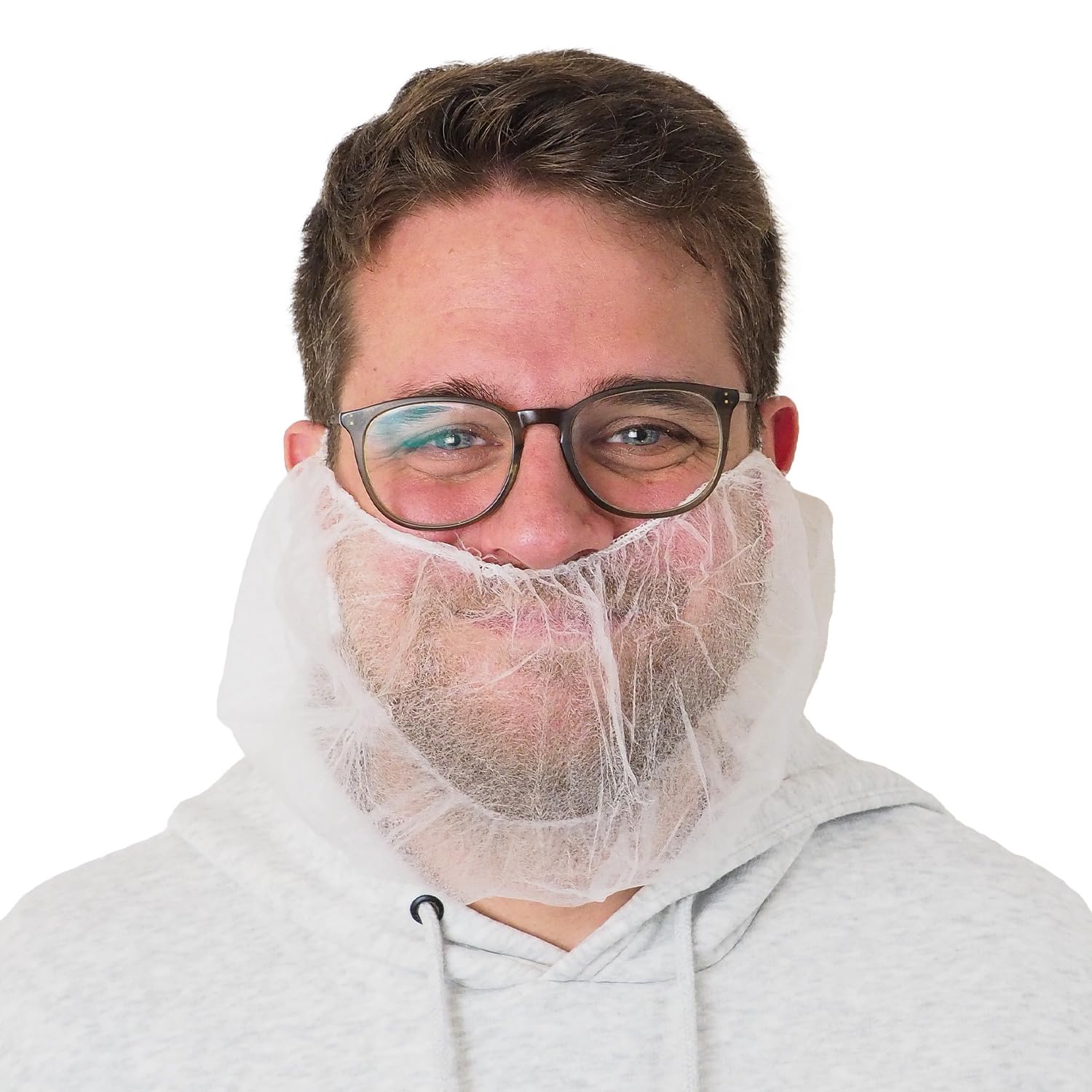ARNOMED PP Beard Net, Disposable Beard Bandage, White, Beard Hood with Elastic Band, Beard Net 52 cm, Beard Protection 10 g/m², Beard Protection Mask, Food-Grade Beard Protection, Beard Protection, 100