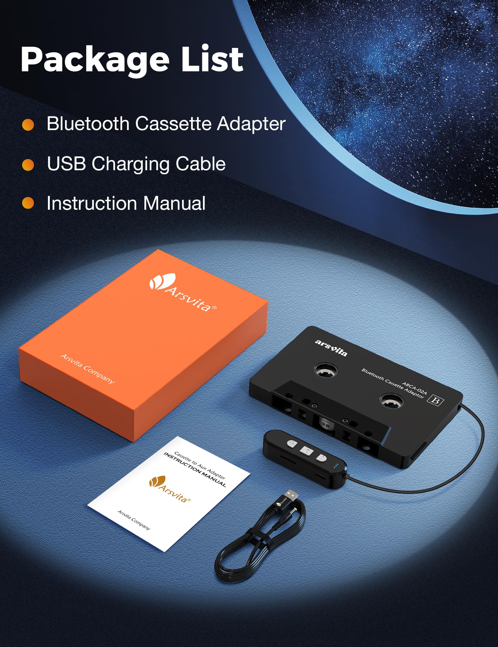 arsvita 5.1 Bluetooth Cassette Adapter, Car Audio Bluetooth Cassette Receiver, Cassette Bluetooth Adapter for Car Support Micro SD Card, Hands-Free Call, Black, Type BCA02 - Image 8