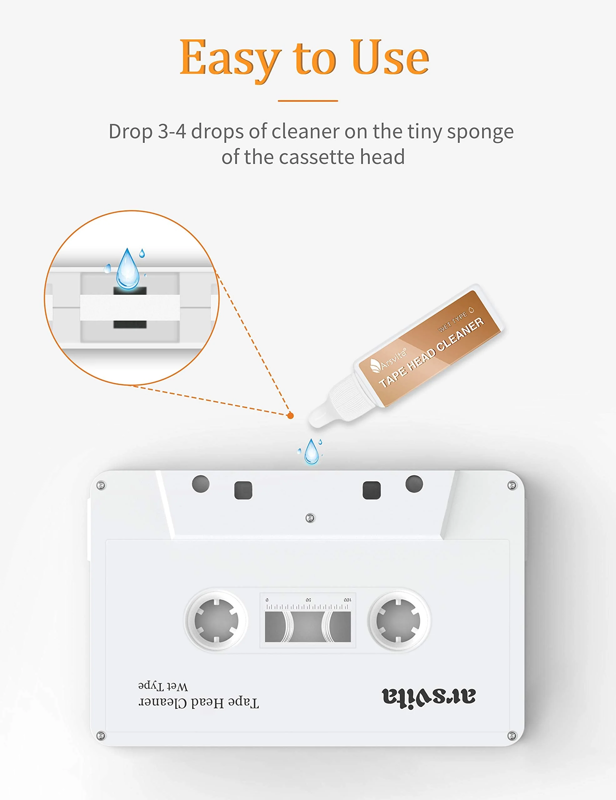 Arsvita Audio Tape/Cassette Head Cleaner with 3 Cleaner Solutions - Image 2