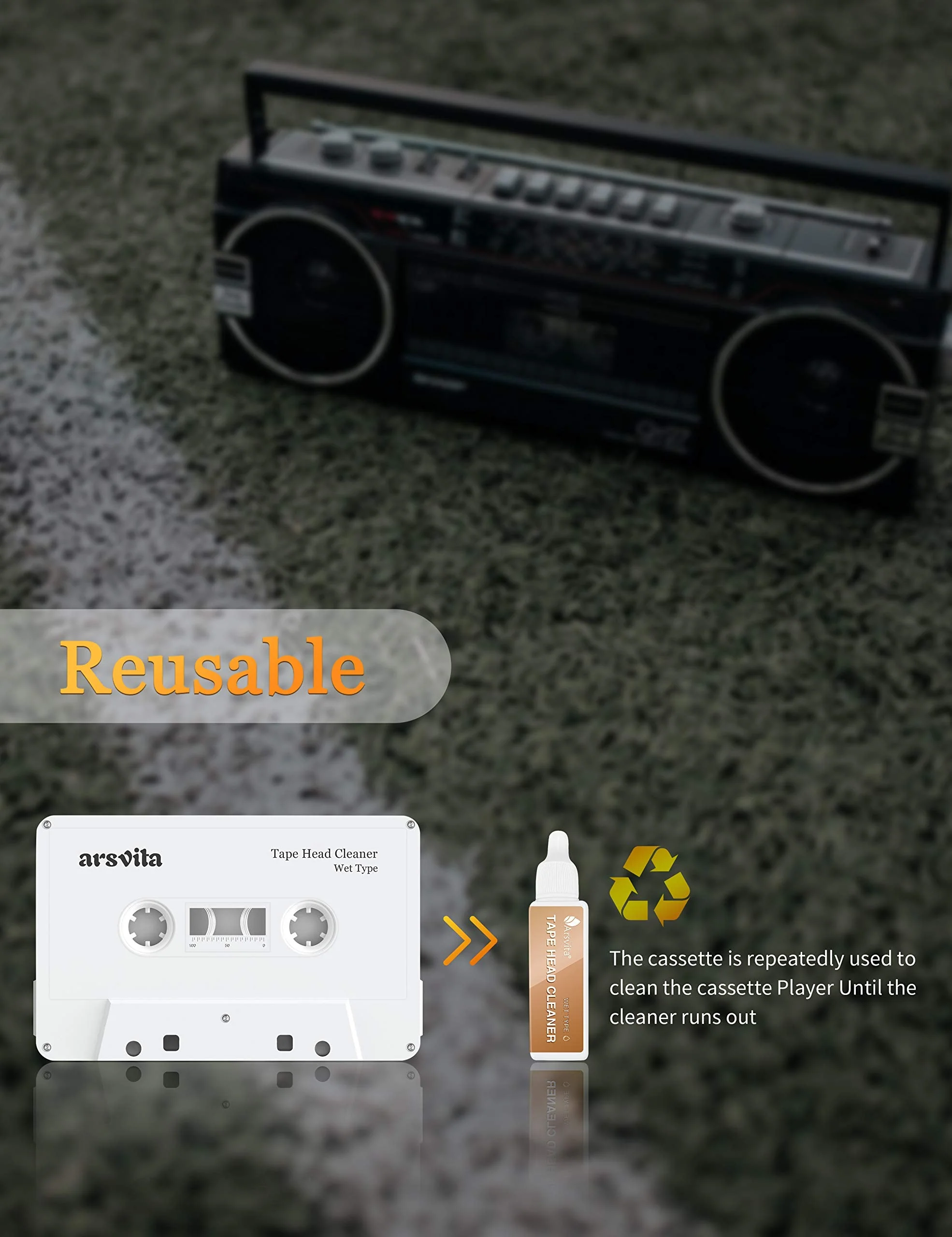 Arsvita Audio Tape/Cassette Head Cleaner with 3 Cleaner Solutions - Image 5