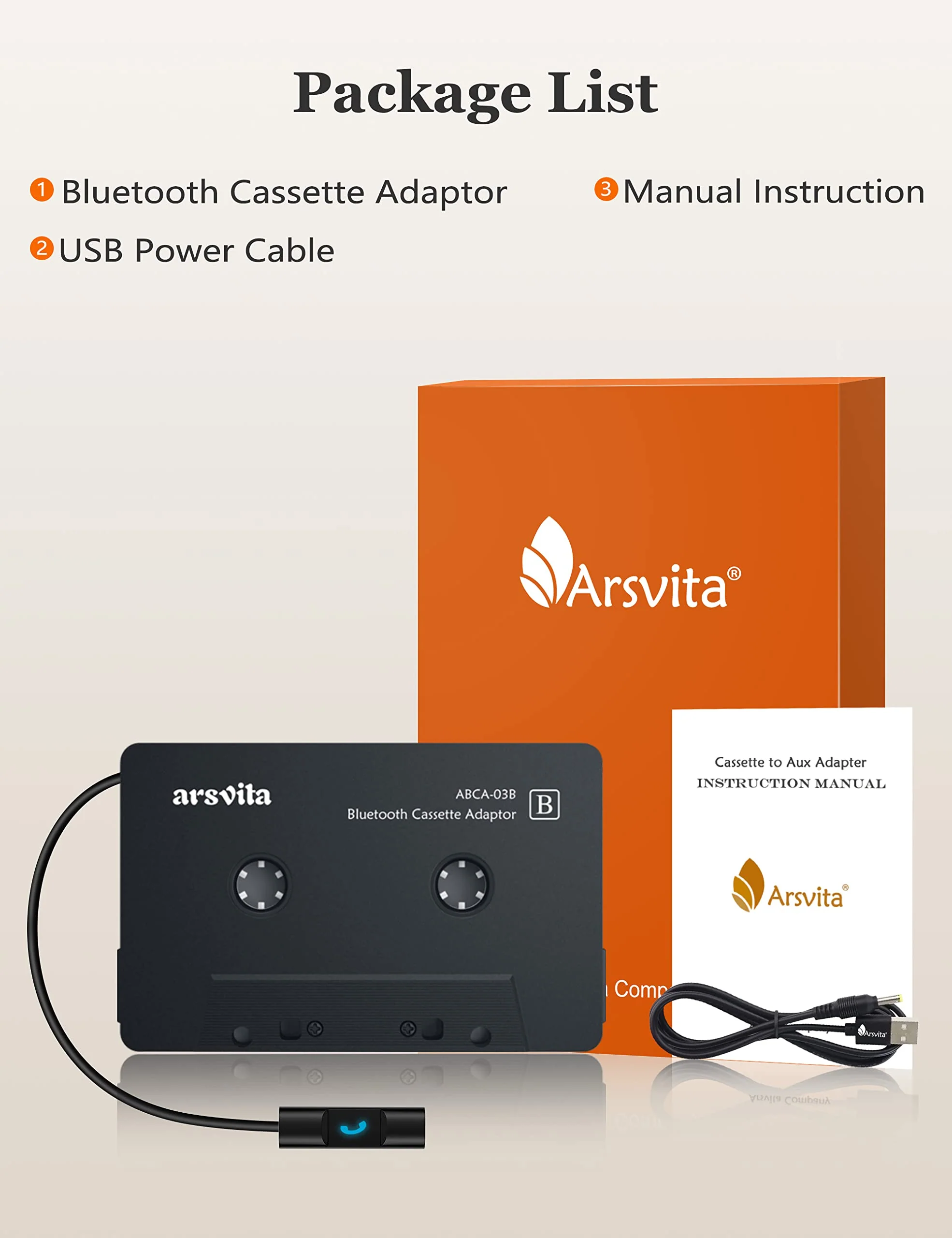 arsvita Bluetooth 5.0 Cassette to Aux Adapter for Car, Tape Audio Adapter, Hands-Free Call, Charcoal Black - Image 7