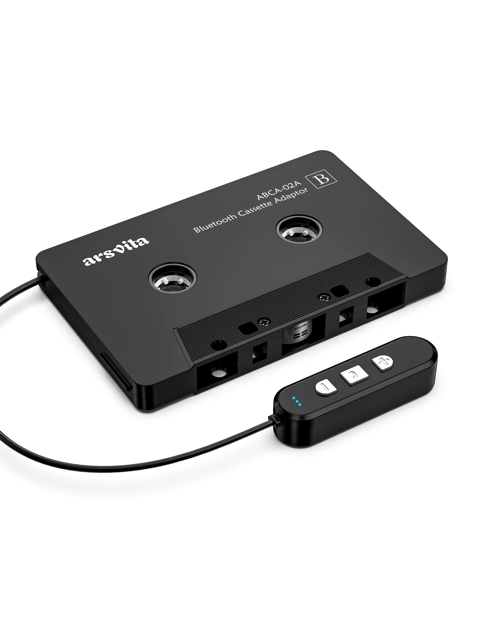 Arsvita Car Audio Bluetooth Cassette Receiver, Bluetooth 5.0 Cassette to Aux Adapter for car, Tape Audio Adapter, Support Micro SD Card, Hands-Free Call, Black