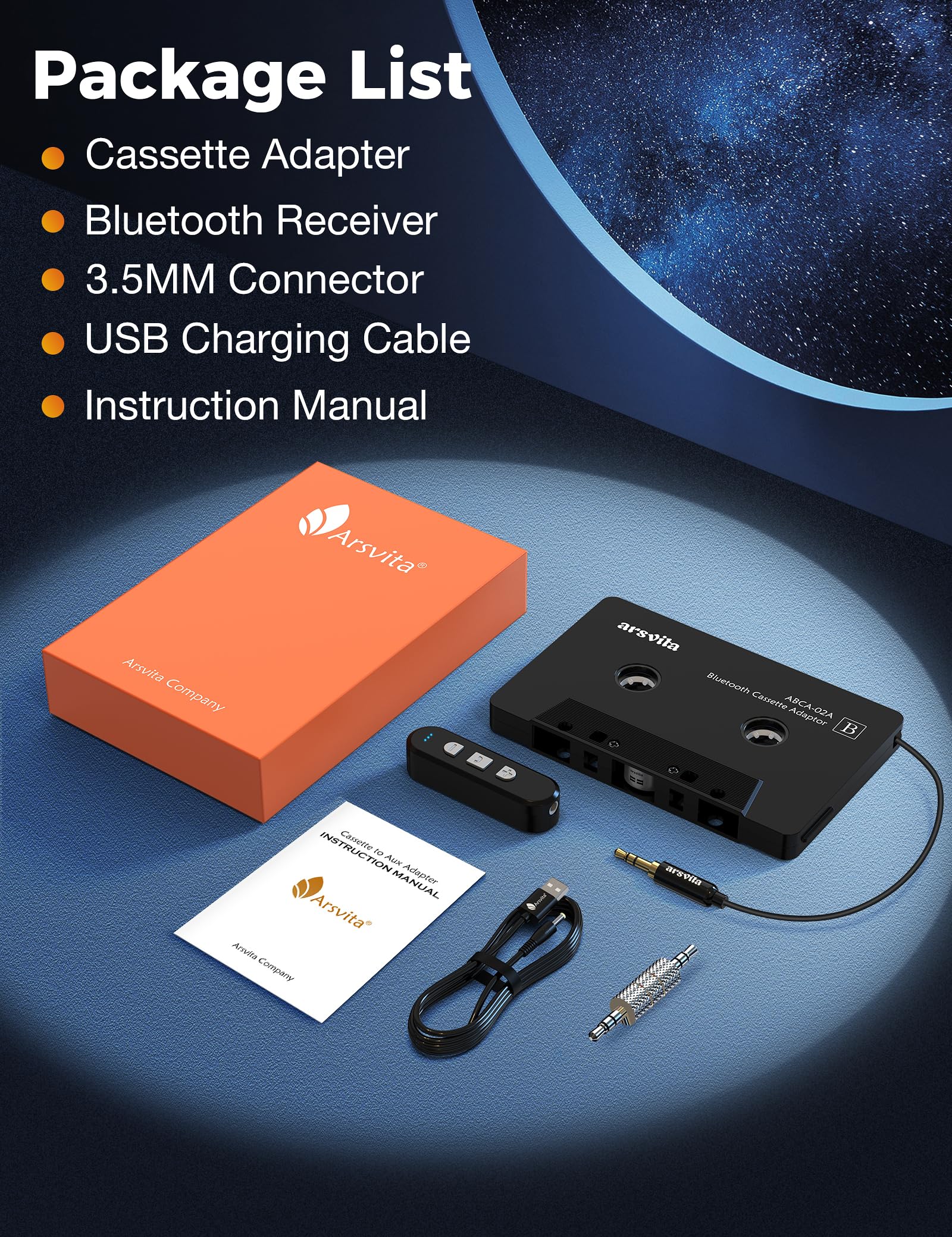 Arsvita Car Audio Cassette to Aux Adapter, 5.1 Bluetooth Receiver Kit for Cassette to Aux Adapter, Bluetooth Receiver Compatible with 3.5 MM Auxillary Cable Tape Adapter, Black, Type BCAK04 - Image 9
