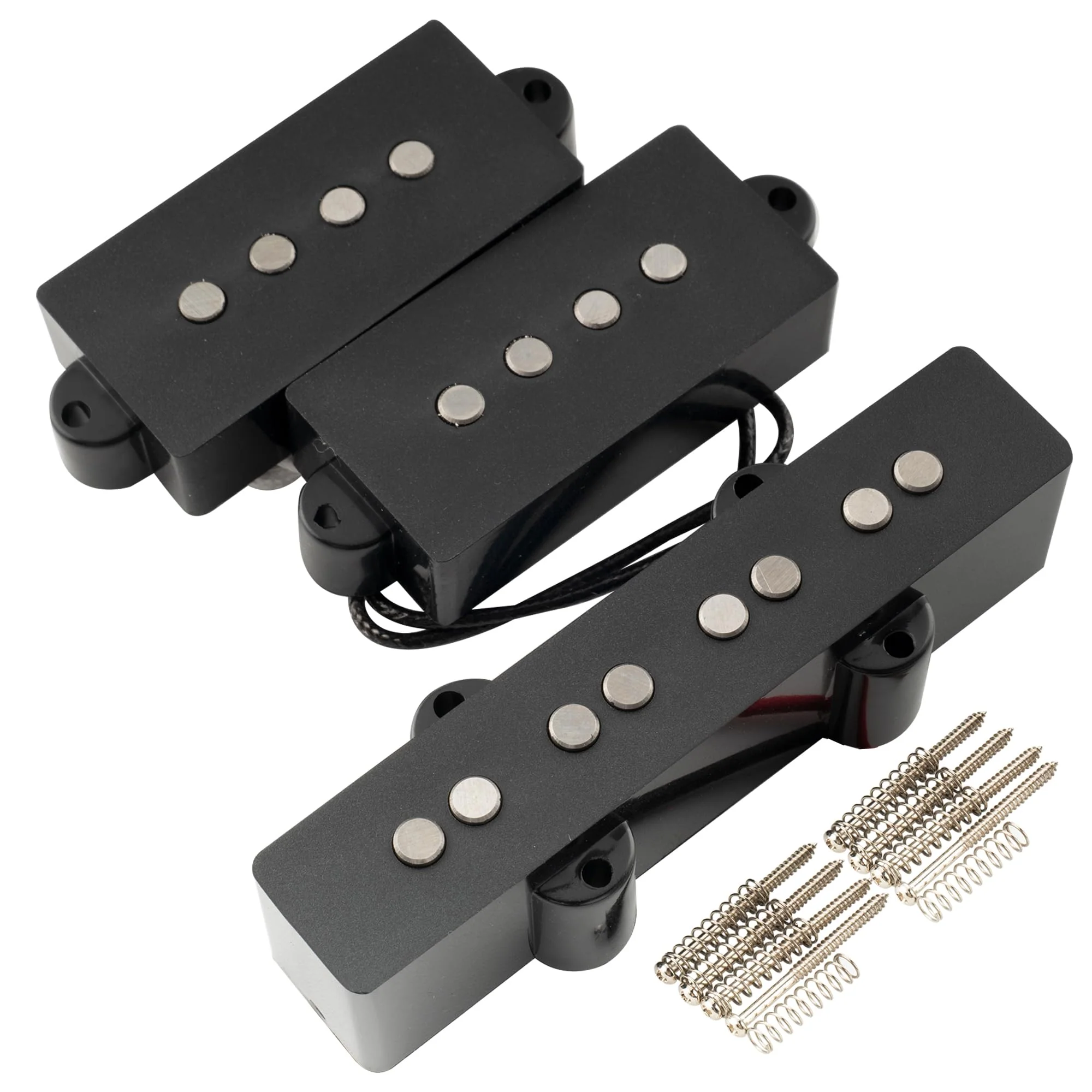 Artec POA4-JOA4 Alnico 5 Vintage Tone PJ Bass Pickups Neck Bridge Pickups Set for 4-String Precision Jazz Bass Electric Bass, Black