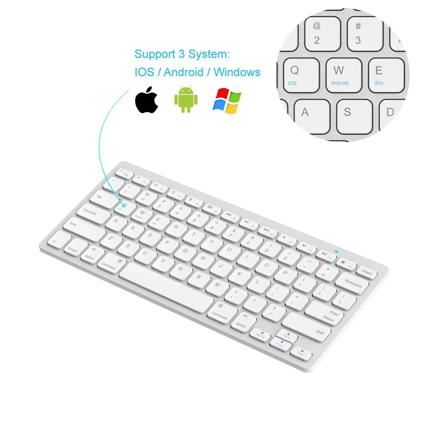Arteck Ultra-Slim Bluetooth Keyboard Compatible with iPad 10.2-inch/iPad Air/iPad 9.7-inch/iPad Pro/iPad Mini, iPhone and Other Bluetooth Enabled Devices Including iOS, Android, Windows Silver - Image 3