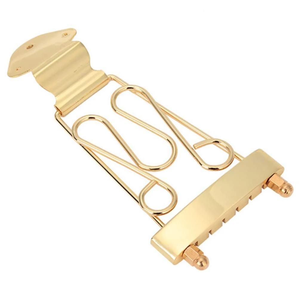 Artibetter 6 String Guitar Trapeze Tailpiece Bridge for Jazz Archtop Guitar-Golden - Image 2