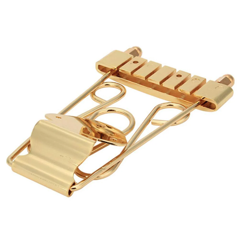 Artibetter 6 String Guitar Trapeze Tailpiece Bridge for Jazz Archtop Guitar-Golden - Image 4