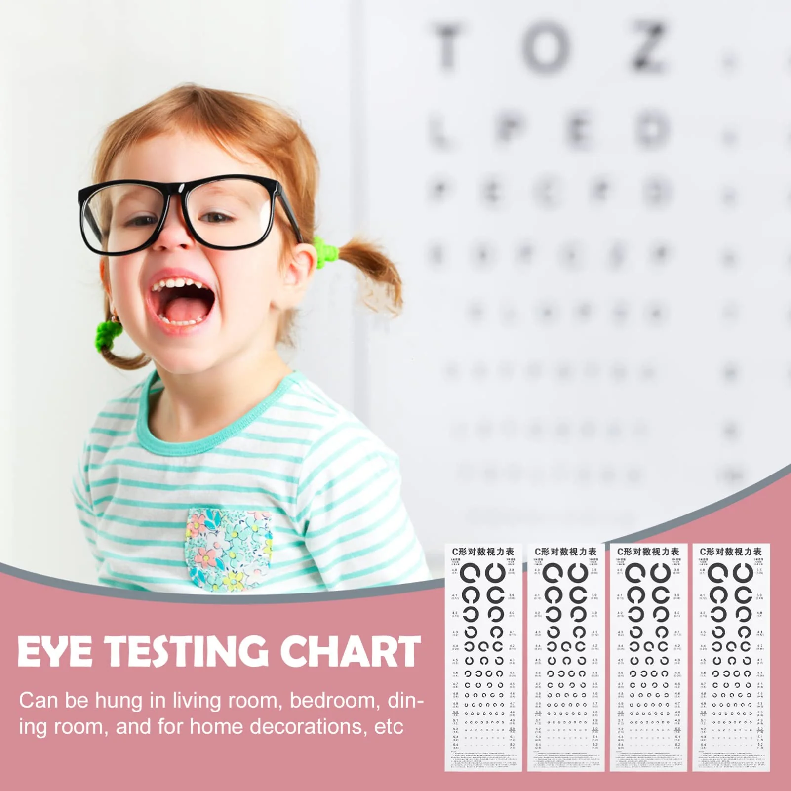 Artibetter Pack of 4 Pilot Eye Tests, Eye Charts for Eye Examinations, Visual Examination Poster, Visual Acuity Diagram, Eye Chart, Pvc Bag, Test Table, Toddler - Image 3
