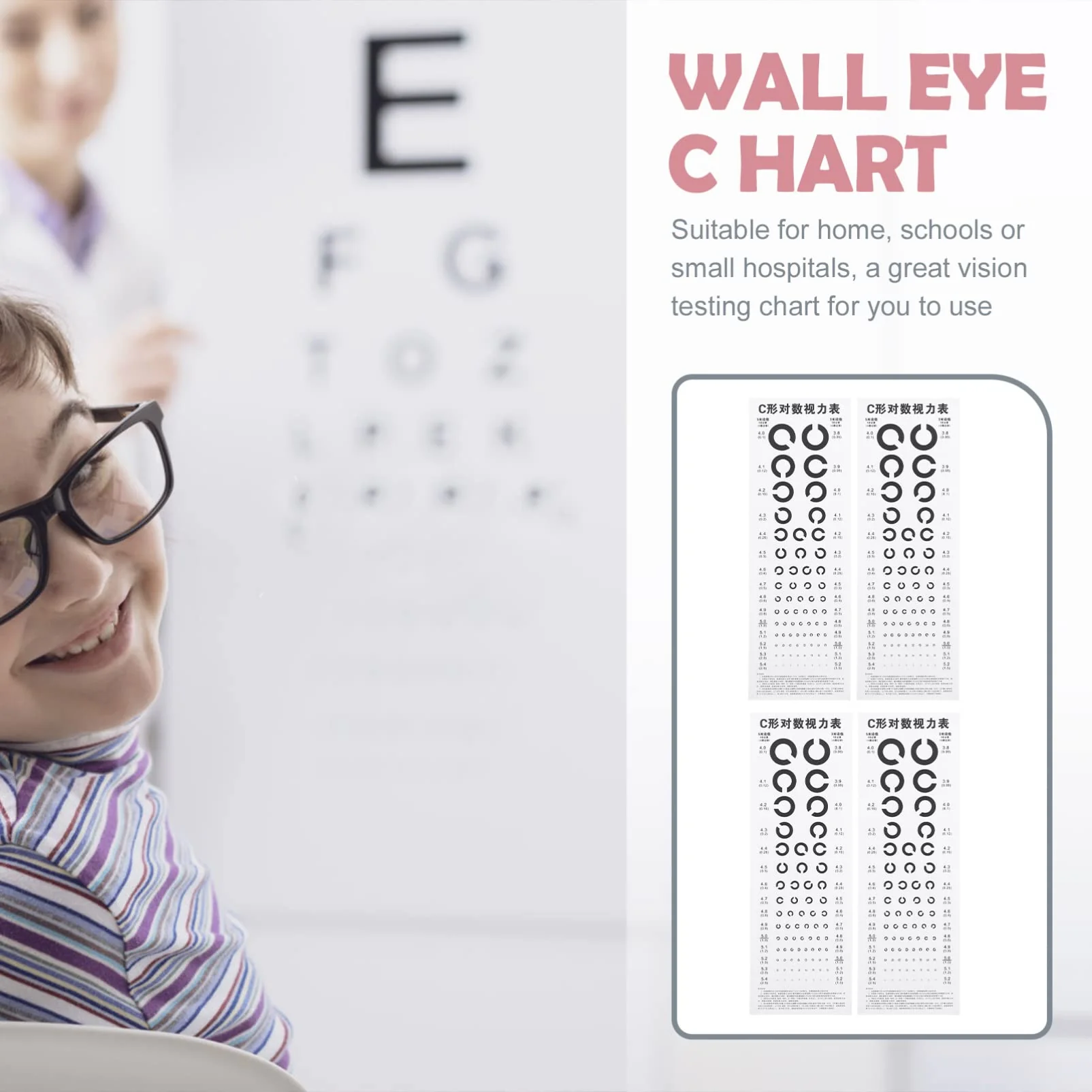 Artibetter Pack of 4 Pilot Eye Tests, Eye Charts for Eye Examinations, Visual Examination Poster, Visual Acuity Diagram, Eye Chart, Pvc Bag, Test Table, Toddler - Image 4