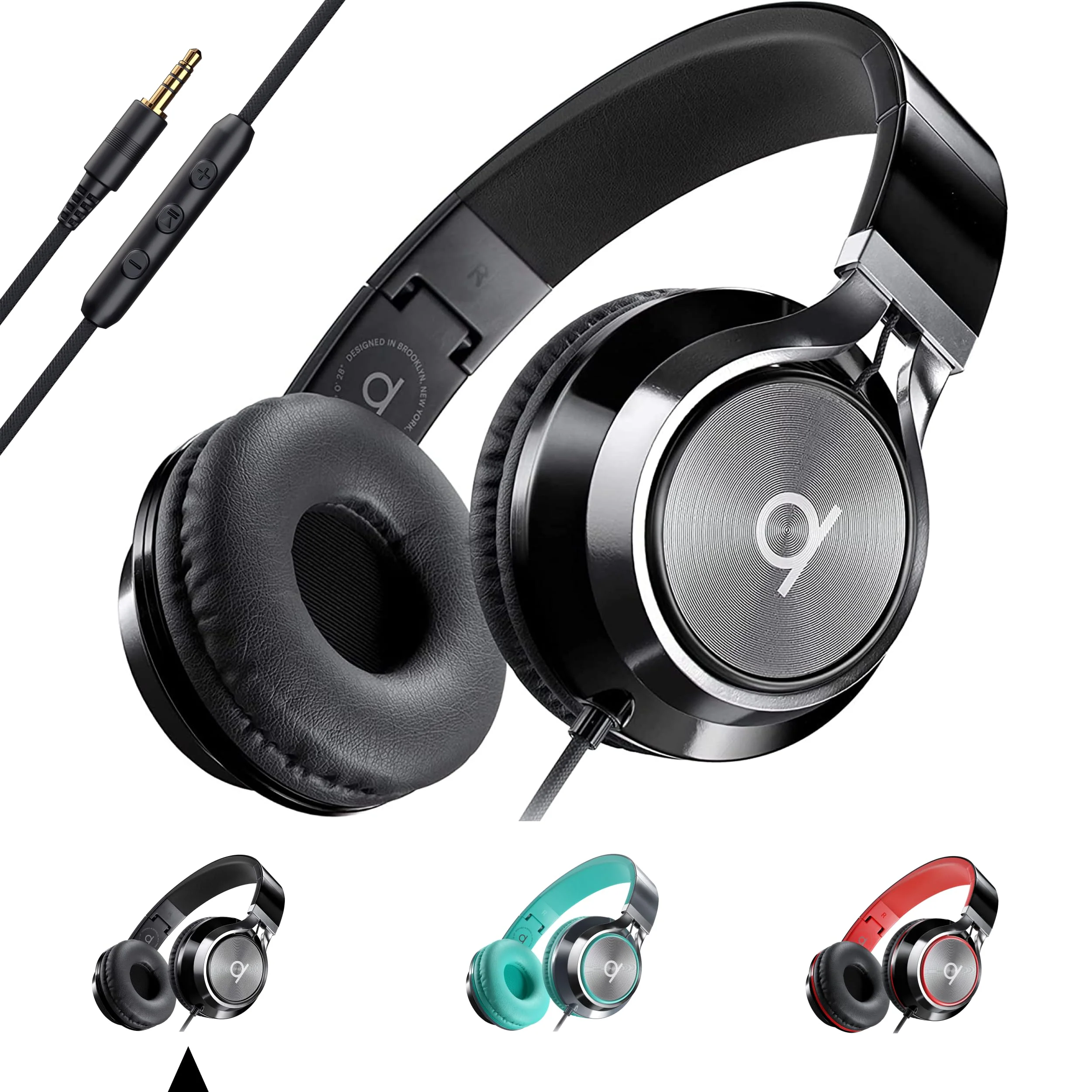 ARTIX CL750 On-Ear Headphones Wired with Mic — Noise Isolating Plug in Headphones, Computer Headphones with Microphone, Headphones for Laptop, Headphones Corded, Headphones with Cord (Aux Jack 3.5mm) Black