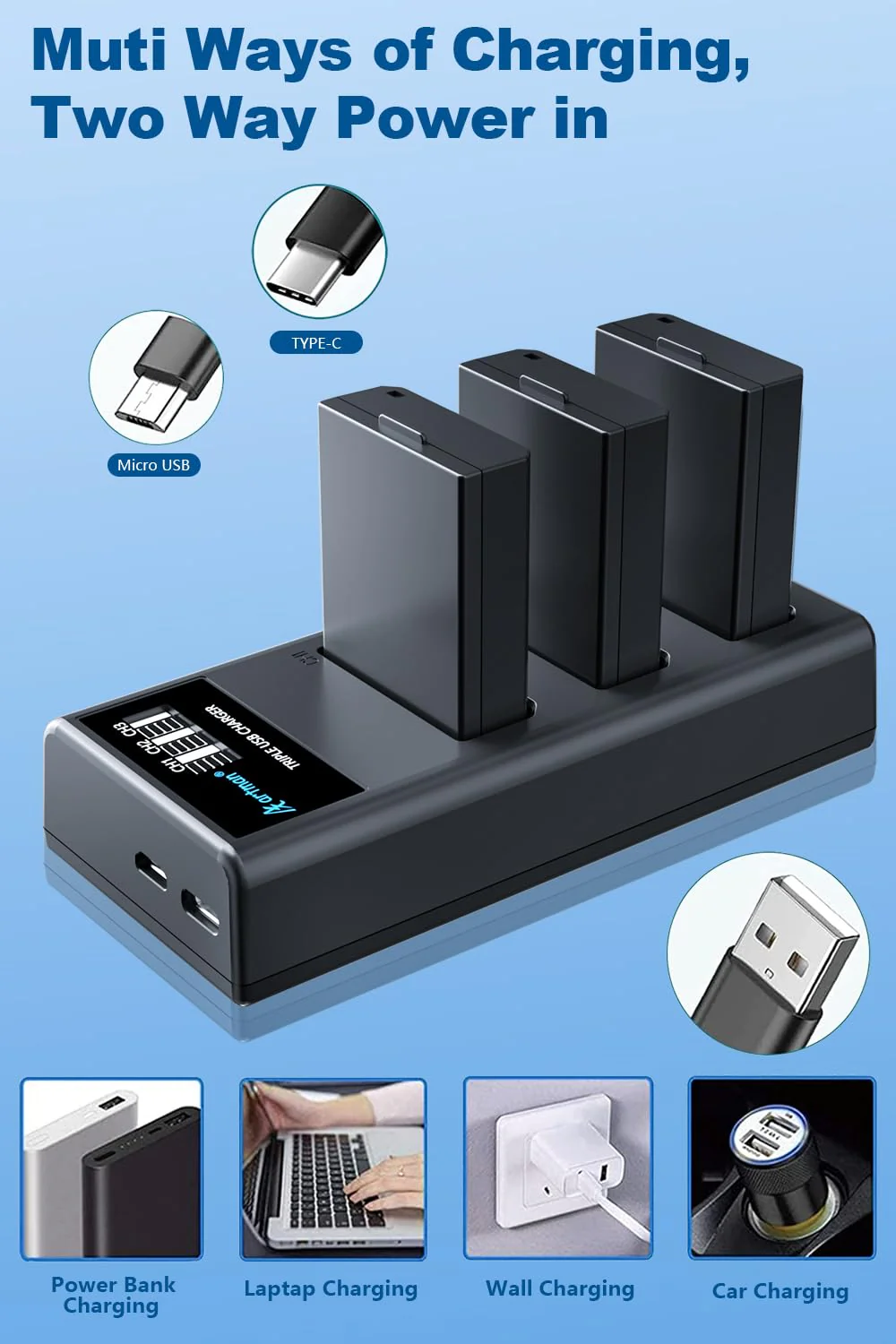 Artman 3-Pack LP-E10 Batteries 1600mAh and 3-Slot LCD Charger Pack for Canon EOS Rebel T7 T6 T5 T3 T100 Kiss X50 Kiss X70 EOS 1100D 1200D 1300D 2000D Digital Cameras - Image 6