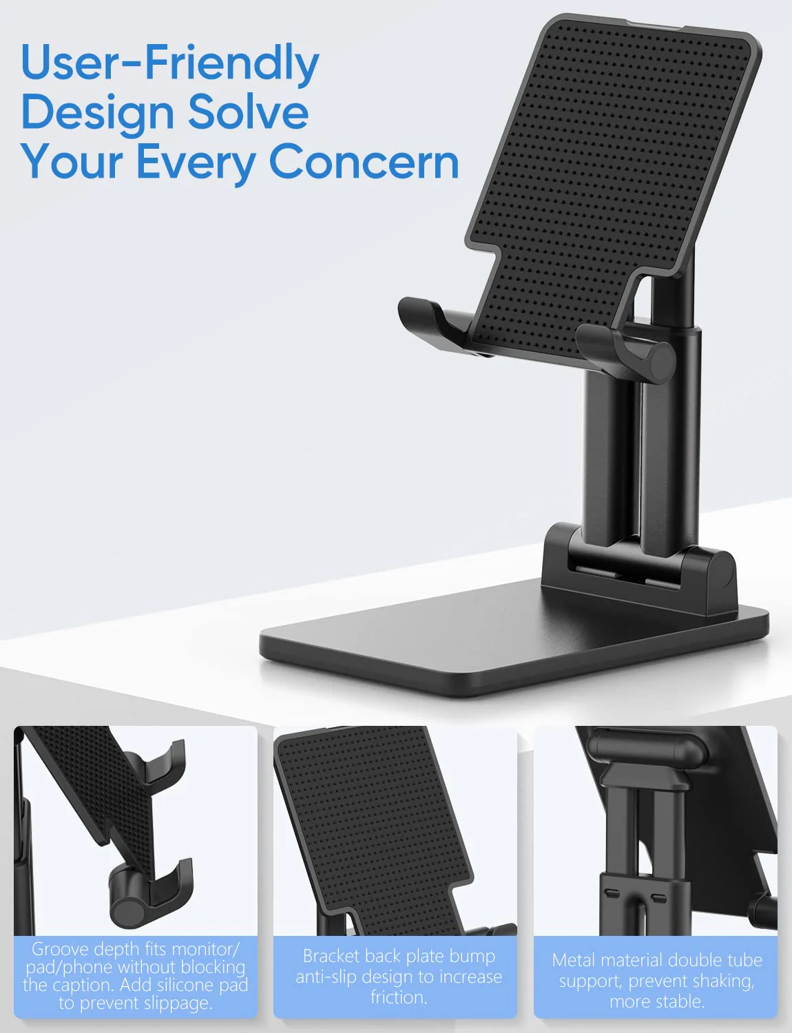 ARZOPA Cell Phone Stand, Adjustable & Foldable Sturdy Holder for Desk, Compatible iPhone, iPad Pro/Air/Mini, Surface Pro, Portable Monitor 7"-15.6" - Image 4