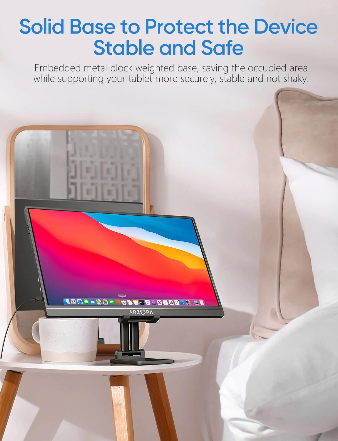 ARZOPA Cell Phone Stand, Adjustable & Foldable Sturdy Holder for Desk, Compatible iPhone, iPad Pro/Air/Mini, Surface Pro, Portable Monitor 7"-15.6" - Image 5