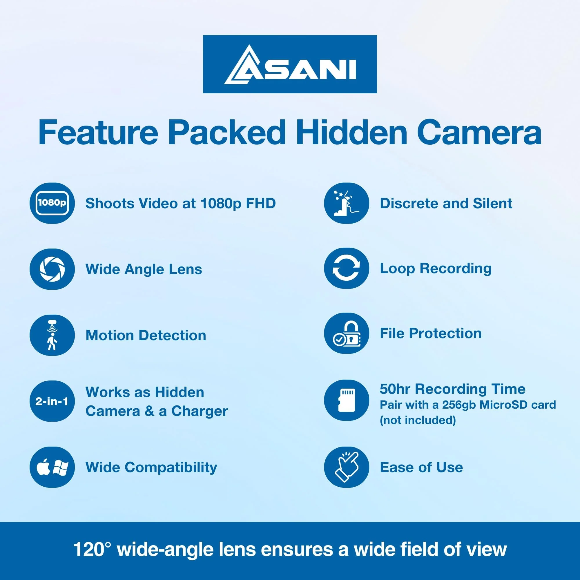 Asani Hidden Spy Camera USB Charger - Home & Office Security Nanny Cam with SD Card Slot, Motion Detection, Full HD Video, Smartphone Connectivity, Ideal for Monitoring Elderly Parents, Pets - Image 4