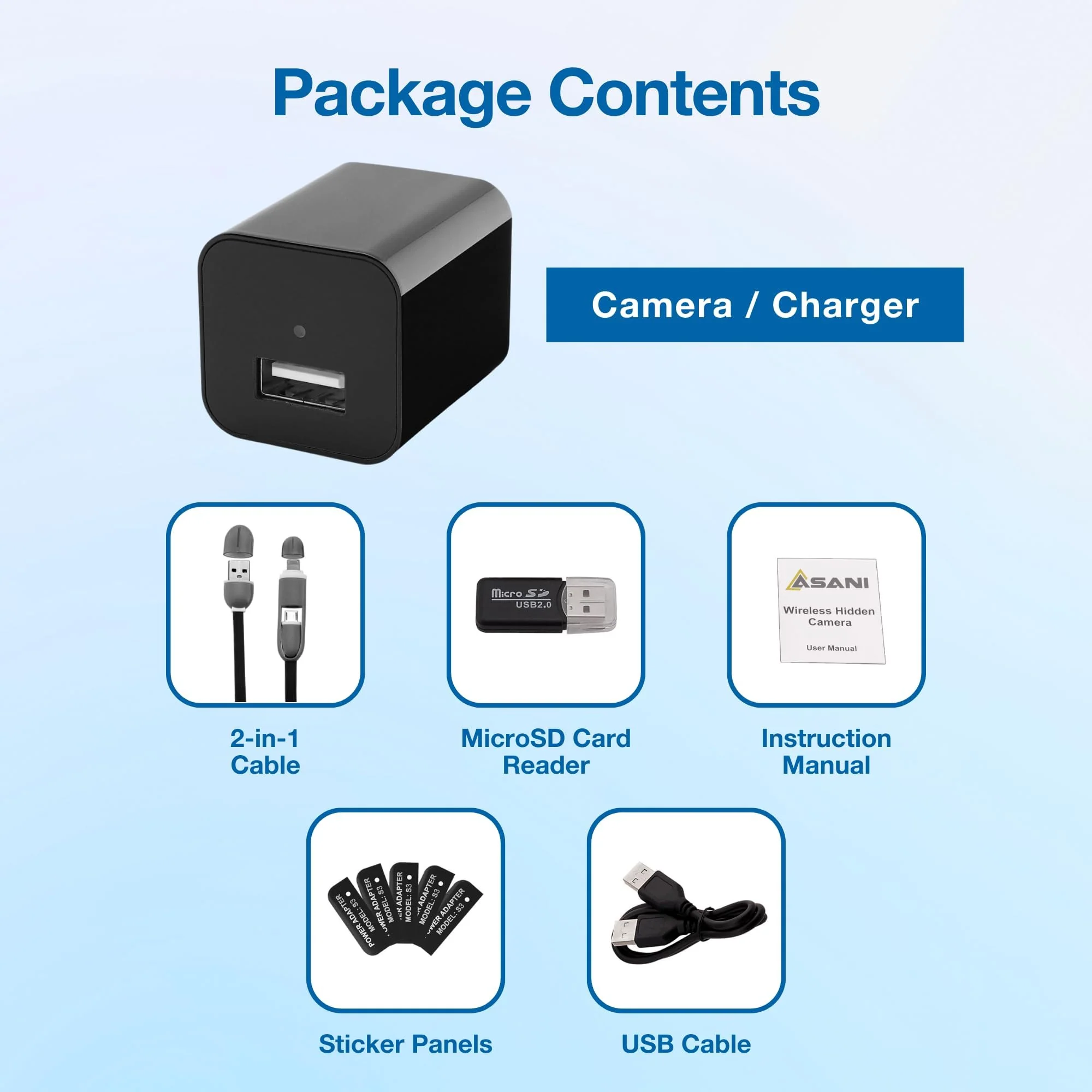 Asani Hidden Spy Camera USB Charger - Home & Office Security Nanny Cam with SD Card Slot, Motion Detection, Full HD Video, Smartphone Connectivity, Ideal for Monitoring Elderly Parents, Pets - Image 7