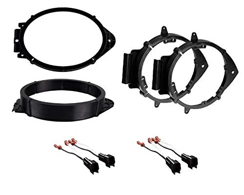 ASC Premium 6x9" Front + 6+-Inch 6" 6.5" 6.75" Rear Car Speaker Install Adapter Mount Bracket Plates w/Speaker Wire Connectors for Select GM GMC Vehicles- See Below for Compatible Vehicles