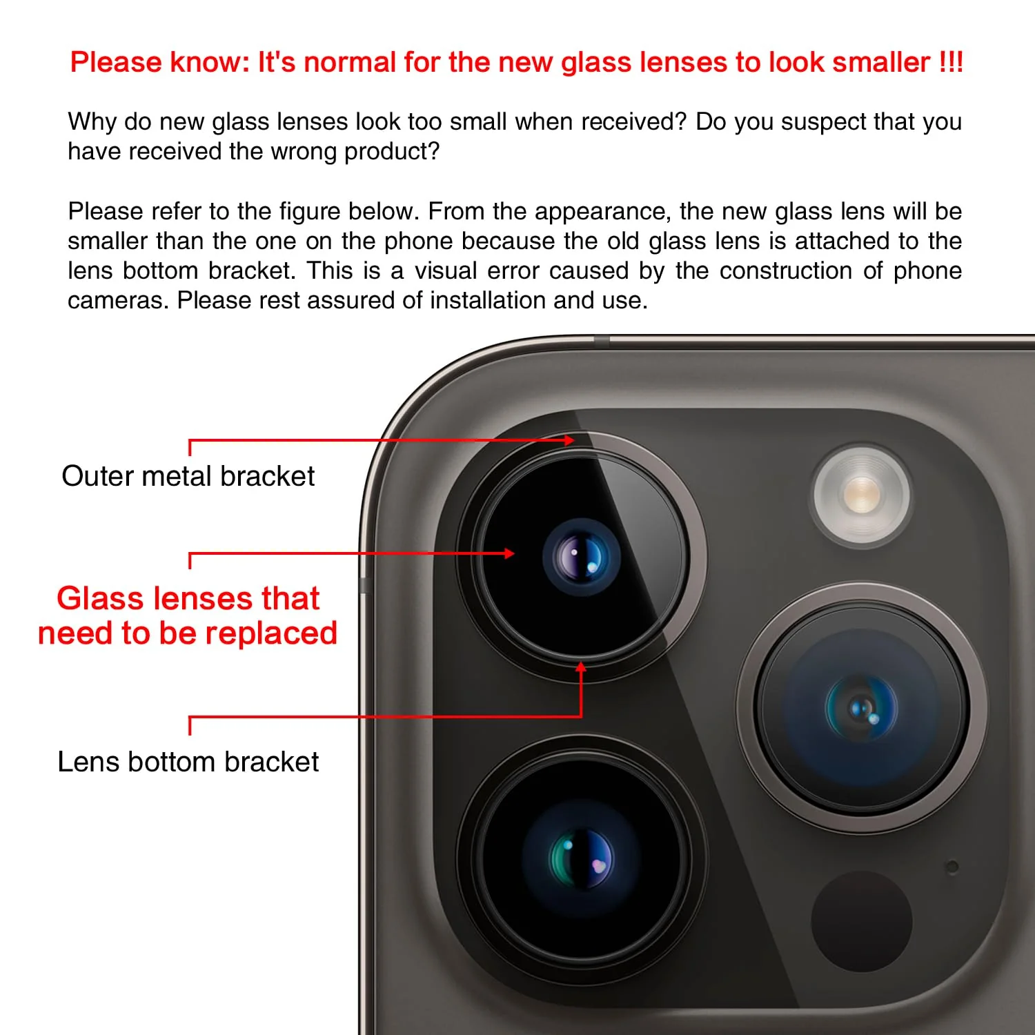 ASDAWN Back Camera Lens Glass Replacement for iPhone 13 Pro and 13 Pro Max, Rear Lens Glass Replacement kit with Pre-Installed Adhesive + Installation Manual + Repair Tool Kit - Image 7