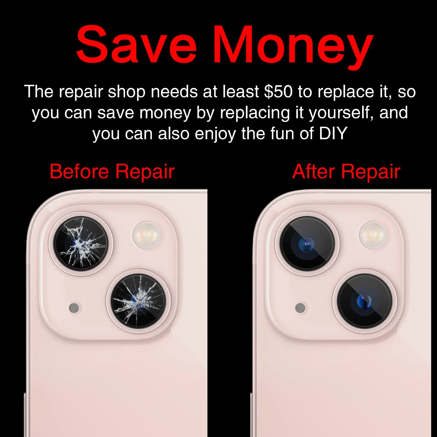 ASDAWN Back Rear Camera Lens Glass Replacement for iPhone 13 6.1 inch and 13 Mini 5.4 inch with Pre-Installed Adhesive, Back Lens Glass with Installation Manual + Repair Tool Set - Image 4
