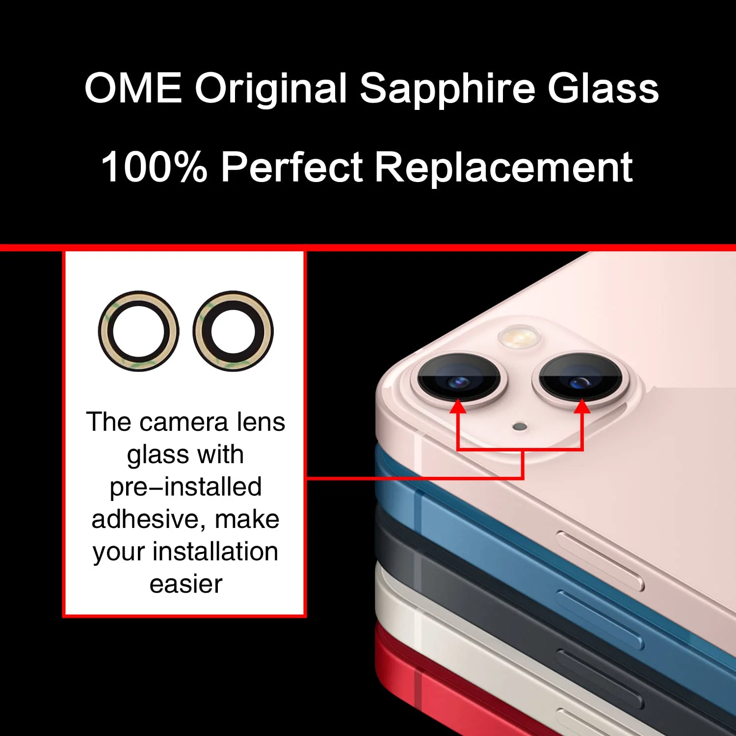 ASDAWN Back Rear Camera Lens Glass Replacement for iPhone 13 6.1 inch and 13 Mini 5.4 inch with Pre-Installed Adhesive, Back Lens Glass with Installation Manual + Repair Tool Set - Image 5