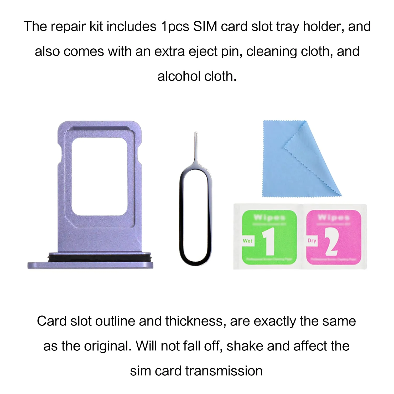 ASDAWN for iPhone 11 SIM Card Slot Replacement for iPhone 11 SIM Card Tray Holder Waterproof Rubber Ring and SIM pin(Single Sim Version 6.1 inches)(Purple) Purple - Image 7