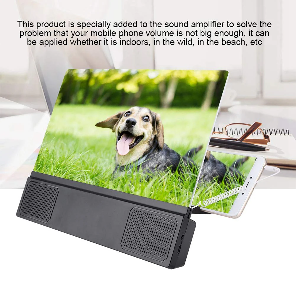 ASHATA 12 inch Mobile Phone Screen Magnifier Video HD Amplifier with Speaker,HD Mobile Phone Movie Video Screen Magnifier for iPhone and for Android All Smartphone - Image 3