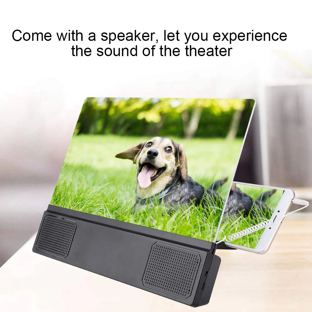 ASHATA 12 inch Mobile Phone Screen Magnifier Video HD Amplifier with Speaker,HD Mobile Phone Movie Video Screen Magnifier for iPhone and for Android All Smartphone - Image 4