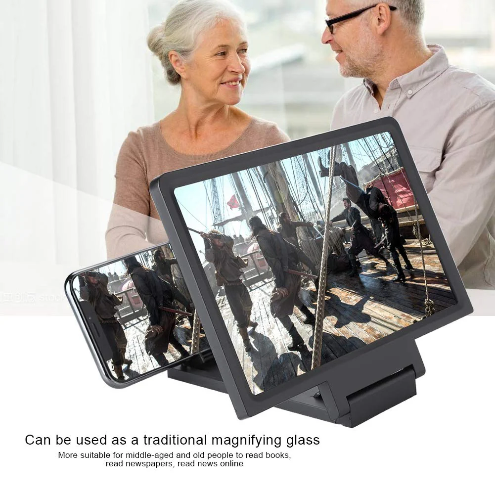 ASHATA 19.56" Screen Magnifier for Smartphone, HD Mobile Phone Screen Magnifier, No Power Drive, Movie Video Expandable HD Screen for Watching Movies Videos (Black) - Image 3