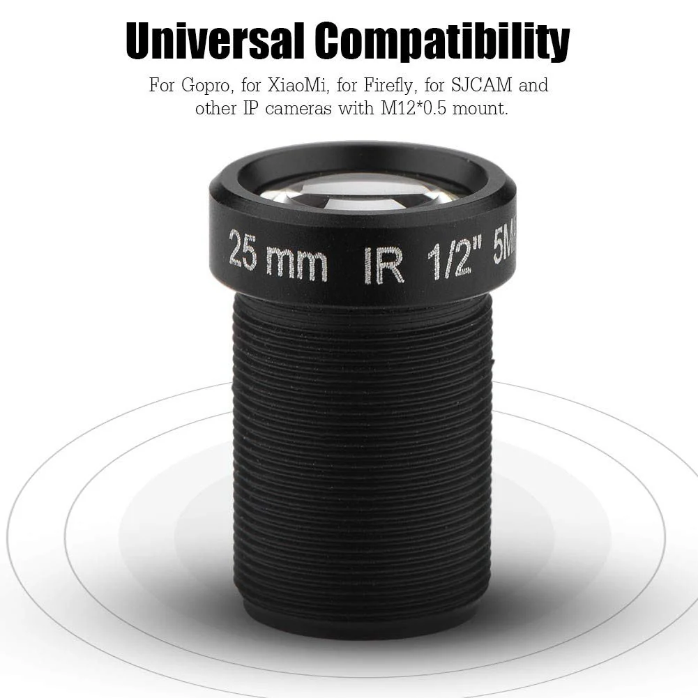 ASHATA 25mm CCTV Camera Lens 5MP 1/2'' Security Camera Lens with IR Night Vision Function for , for Firefly and Other IP Camera with M12x0.5 Mount - Image 4